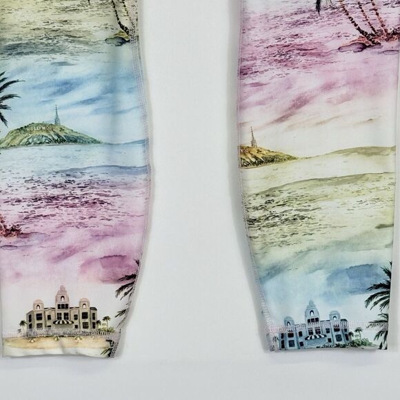 Wildfox Pastel Stripe Tropical Desert Print Athletic Leggings Pants Womens Small - Picture 3 of 6